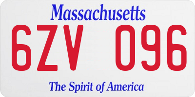 MA license plate 6ZV096