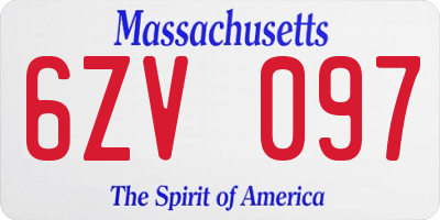MA license plate 6ZV097