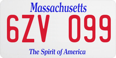 MA license plate 6ZV099