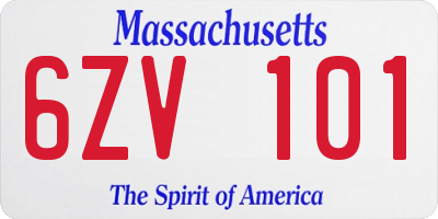 MA license plate 6ZV101