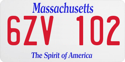 MA license plate 6ZV102