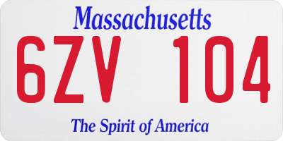 MA license plate 6ZV104