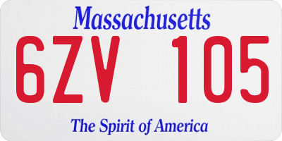 MA license plate 6ZV105