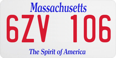 MA license plate 6ZV106