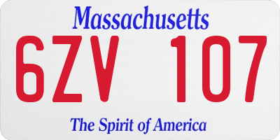 MA license plate 6ZV107