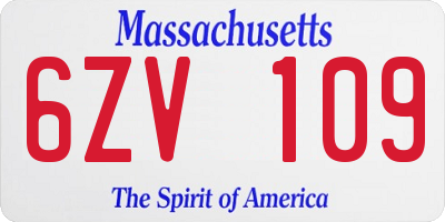 MA license plate 6ZV109