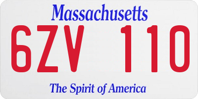 MA license plate 6ZV110