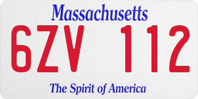 MA license plate 6ZV112