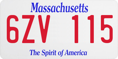 MA license plate 6ZV115