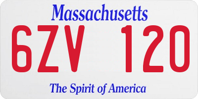 MA license plate 6ZV120