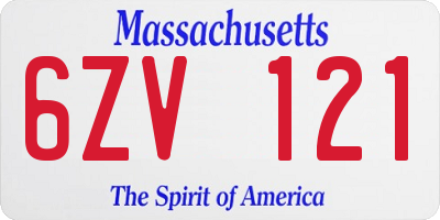 MA license plate 6ZV121