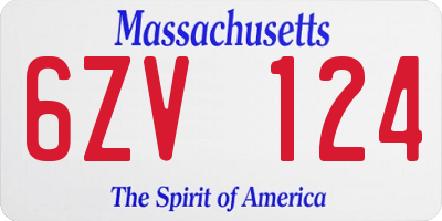 MA license plate 6ZV124
