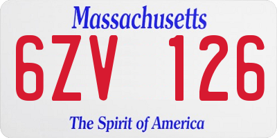MA license plate 6ZV126
