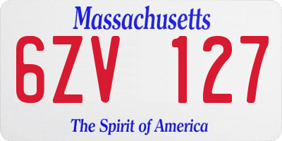 MA license plate 6ZV127