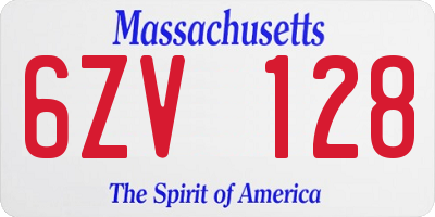 MA license plate 6ZV128