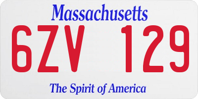 MA license plate 6ZV129