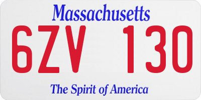 MA license plate 6ZV130