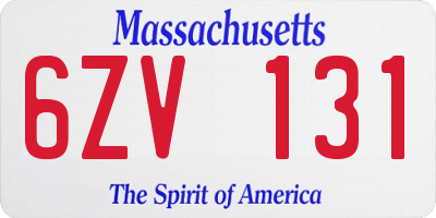 MA license plate 6ZV131