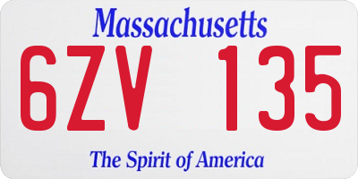 MA license plate 6ZV135