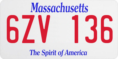 MA license plate 6ZV136