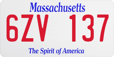 MA license plate 6ZV137