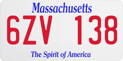 MA license plate 6ZV138