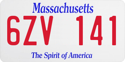 MA license plate 6ZV141