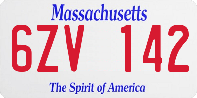 MA license plate 6ZV142