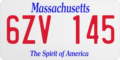 MA license plate 6ZV145
