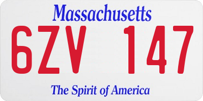 MA license plate 6ZV147