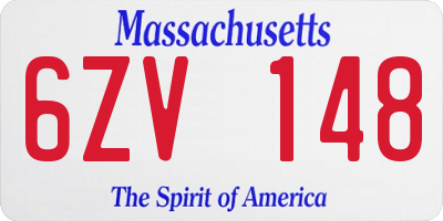 MA license plate 6ZV148