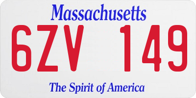 MA license plate 6ZV149