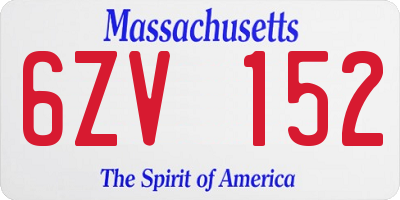 MA license plate 6ZV152
