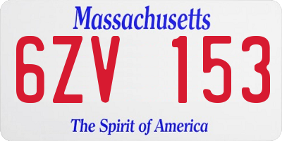 MA license plate 6ZV153
