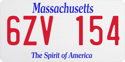 MA license plate 6ZV154