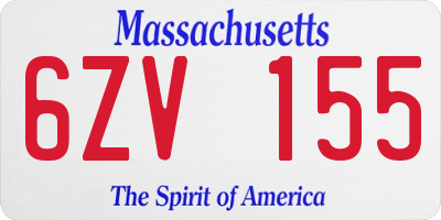 MA license plate 6ZV155