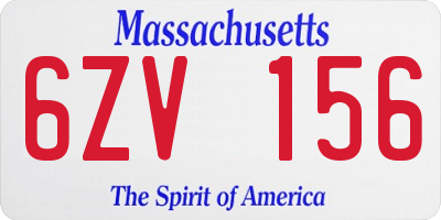 MA license plate 6ZV156