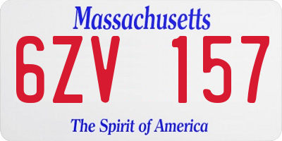 MA license plate 6ZV157