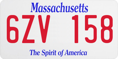 MA license plate 6ZV158