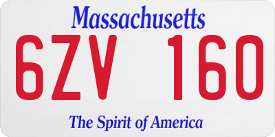 MA license plate 6ZV160