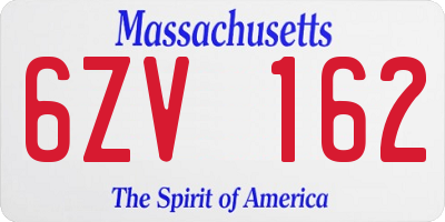 MA license plate 6ZV162