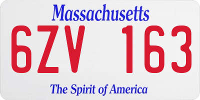 MA license plate 6ZV163