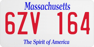 MA license plate 6ZV164