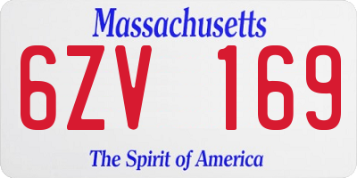MA license plate 6ZV169
