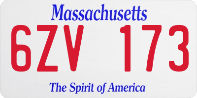 MA license plate 6ZV173
