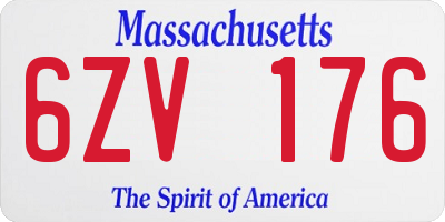 MA license plate 6ZV176