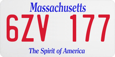 MA license plate 6ZV177