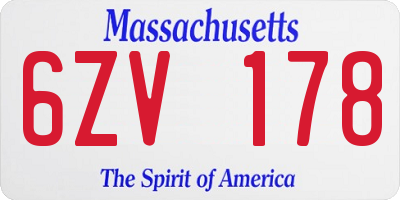 MA license plate 6ZV178