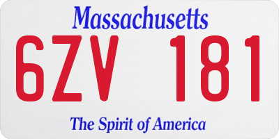 MA license plate 6ZV181