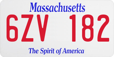 MA license plate 6ZV182